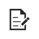 Icon representing a document or form for mechanical contractor tasks with a pencil symbol, indicating the capability of editing or noting down information on the platform, set against a dark green background.