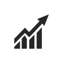 Graphic illustrating a positive growth trend using an upward arrow and three increasing bar graphs on a dark green background, dedicated to specialty contractors' data advancement.