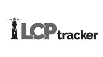 Alt text: "Logo featuring the words 'lcp tracker' in stylized lettering for specialty contractors. A creative design element is the integration of a lighthouse within the letter 'a', with rays of light radiating from its top, symbolizing guidance and trust for our software services.