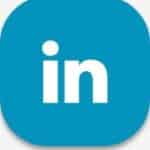 The image depicts the LinkedIn logo for Jonas Construction Software, featuring a white lowercase 'in' text enclosed within a solid blue circle, underscoring its connection to the construction software industry.