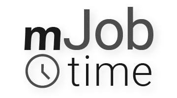 Logo for Jonas Construction Time with bold, dark gray text, and 'time' in light gray. The letter 'm' in 'time' incorporates a magnifying glass icon.