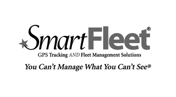 Logo for SmartFleet composed of a star and black text, accompanied by the tagline 'GPS tracking and fleet management solutions.'