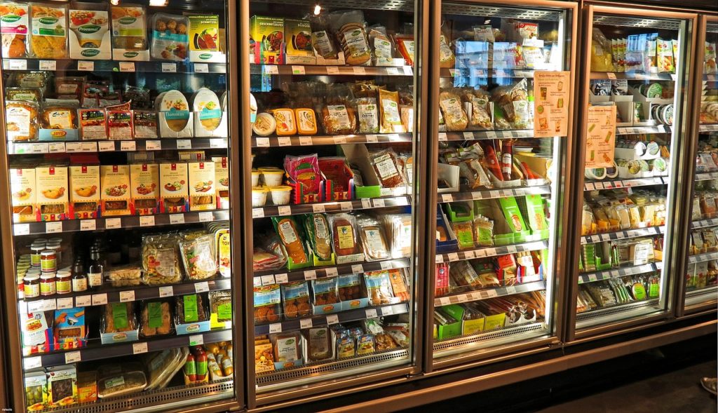A grocery store refrigerator