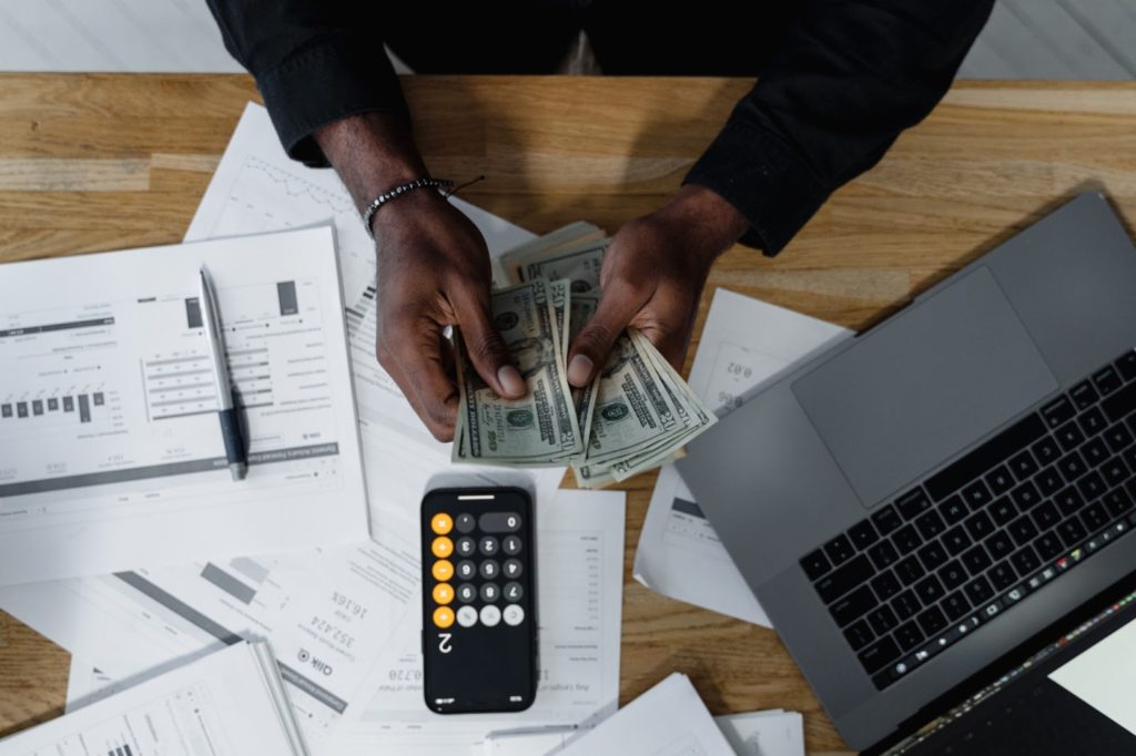 A man doing accounting work