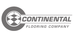 Alt text: "Logo of Continental Flooring Company, with a bold text and a symbolic checkered floor tile design inside a circle denoting specialization in flooring contract work.