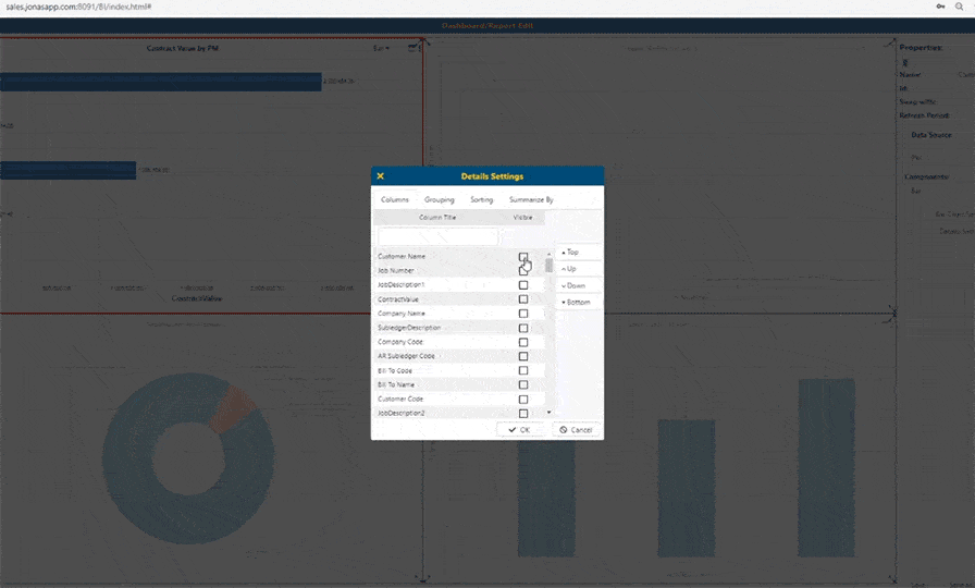 graphs related to project management are partially visible.

Alt text: A data settings dialog box for configuring account details, with background charts and graphs for project management.