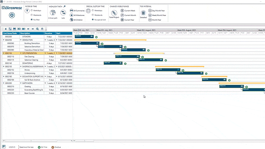 top for easy access to different project management tools and features.