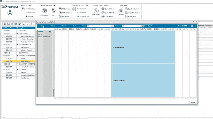 Alt text: A screenshot of the Jonas Construction software interface with clear project directories in a grid format, featuring detailed files information. The intuitive interface uses a user-friendly light color theme geared towards facilitating construction project management tasks such as accounting, payroll, and service management.