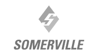 Logo for Somerville Mechanical Contractors, featuring a diamond shape encapsulating a bold, stylized 'S', positioned above the company name written in uppercase, all on a light green background.