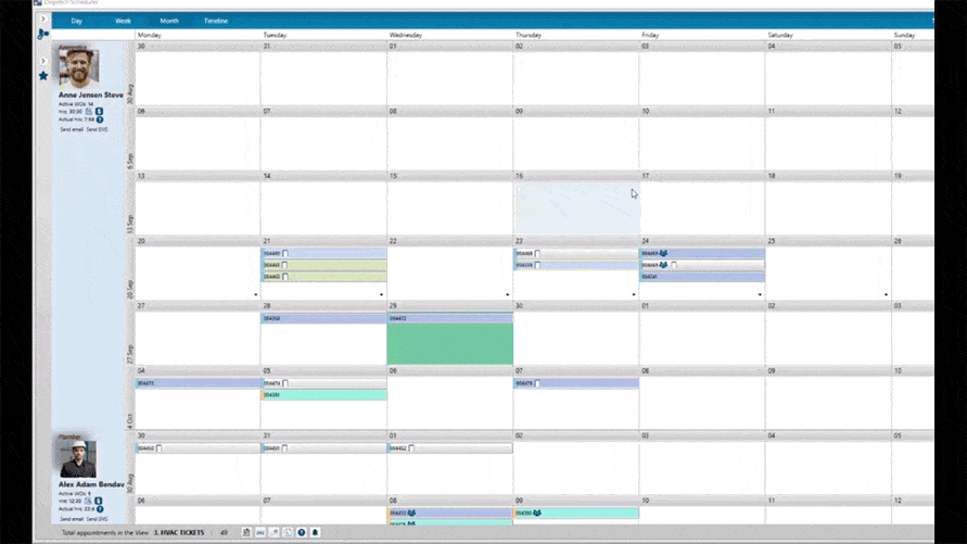 of a contractor in the top right corner indicates the calendar's owner.