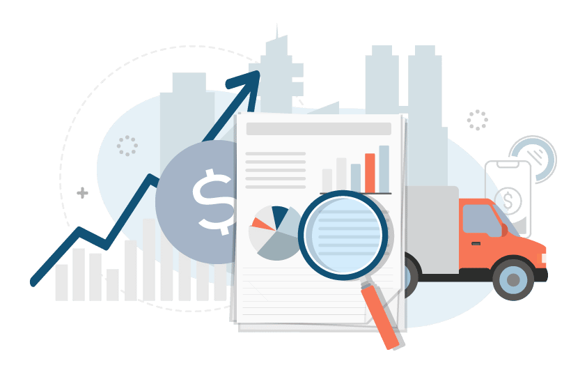 development and control.

Alt-Text 1: Illustration depicting a combination of logistics and finance concept with urban cityscape in the background.

Alt-Text 2: Visual representation of a delivery truck symbolic of logistic management in construction industry. 

Alt-Text 3: Graphic showing a magnifying glass placed over financial documents, denoting scrutinizing financial aspects in construction projects.

Alt-Text 4: Image illustrating bar charts and pie chart highlighting statistical analysis for project planning and budgeting in construction setup. 

Alt-Text 5: Symbolic depiction of a dollar sign emphasizing economic control in managing a construction business.