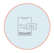 A green circular icon representing financial management for specialty contractors, featuring a clipboard with a document that displays an upward-pointing arrow alongside a dollar sign, symbolizing the handling of financial transactions or budget supervision in construction.